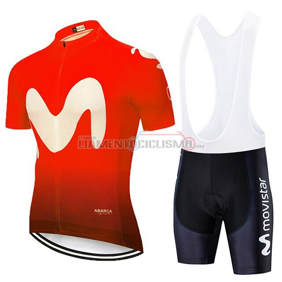 Abbigliamento Ciclismo Movistar Manica Corta 2020 Nero Rosso